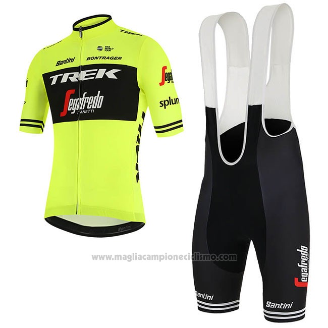 2019 Abbigliamento Ciclismo Trek Segafredo Verde Nero Manica Corta e Salopette